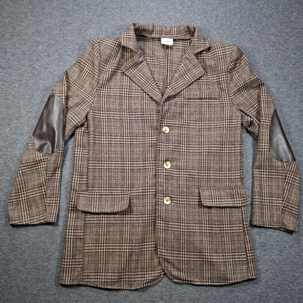 Doctor Who Sport Coat Mens Large Brown Plaid Tweed Elbow Patch Jacket Blazer